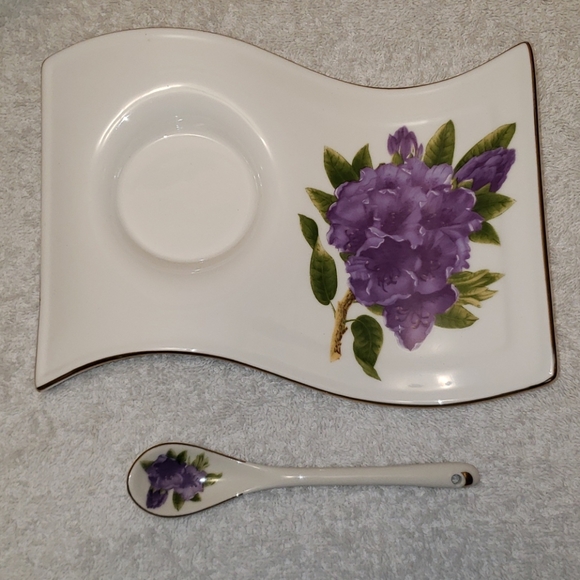 Adeline Porcelain tea cup, plate, spoon set - Picture 5 of 16